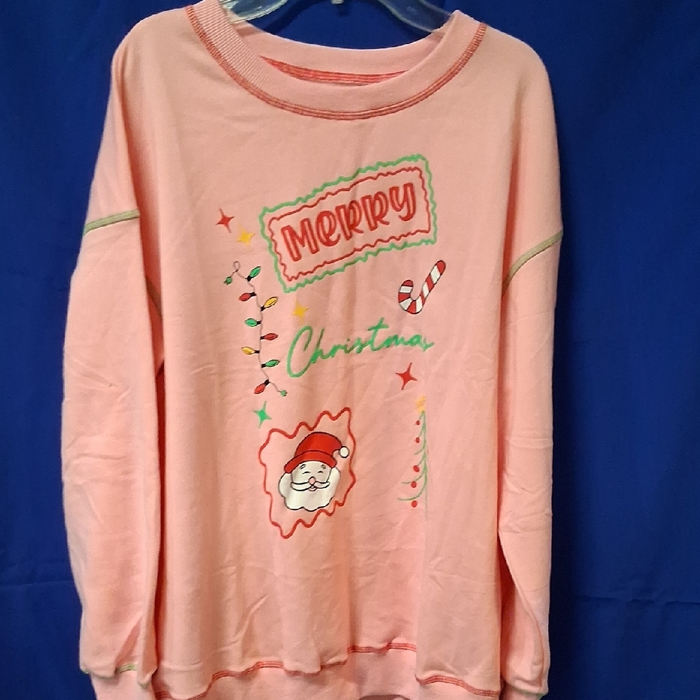 NWOT Womens Pink Christmas Shirt Sz. Med